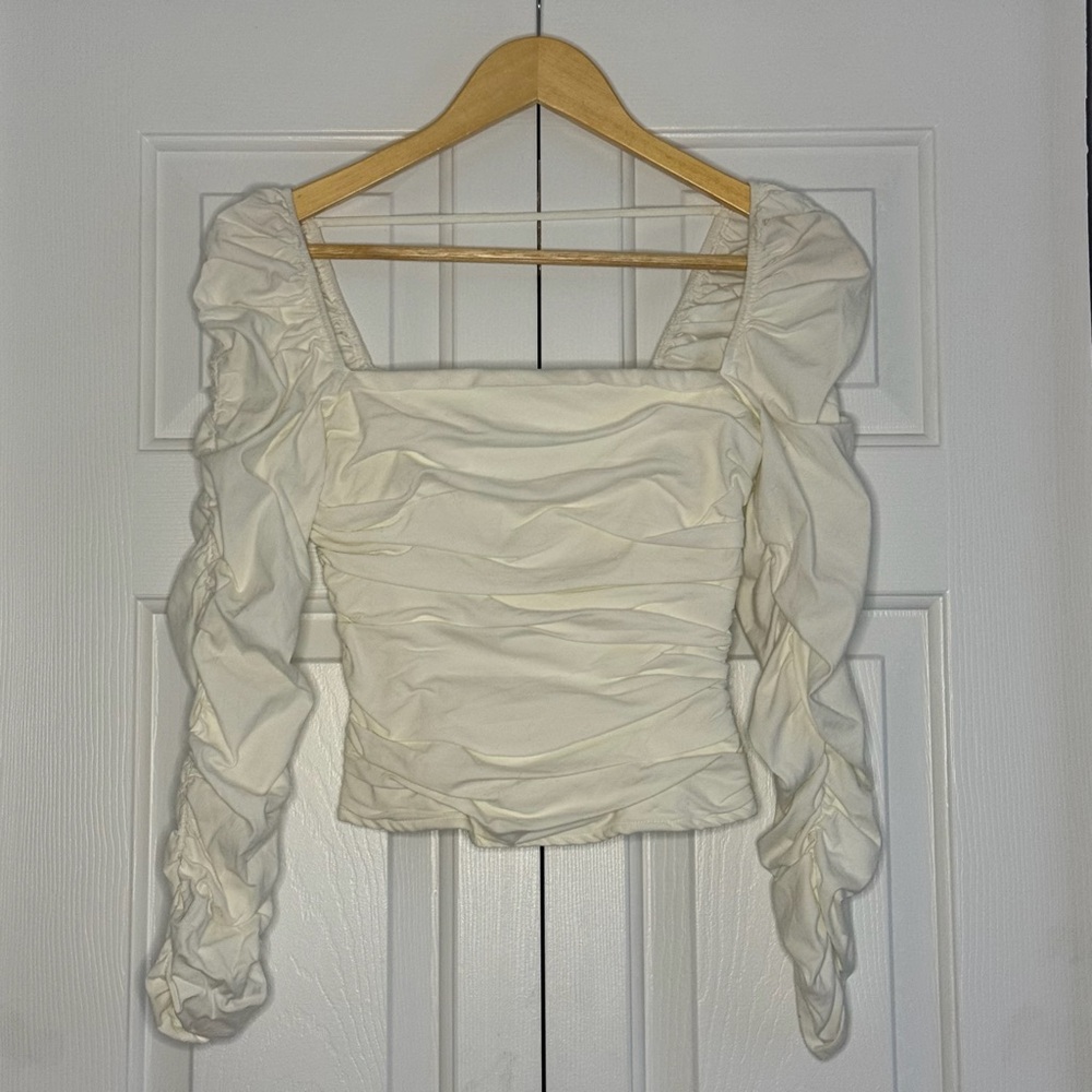 Reformation White Ruched Top - Picture 3 of 6